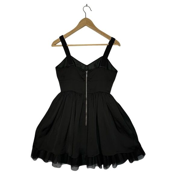 FEMME by DKNY Jeans Black Embellished Waist Satin Mini Dress Size Medium - Picture 4 of 13